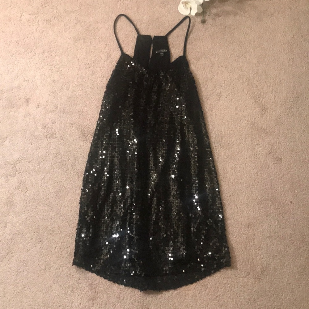 Black sparkly spaghetti strap dress